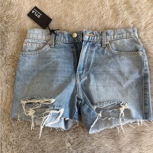 DTLA Women's Distressed Denim Shorts - Light Blue